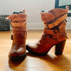 Steve Madden Brown Leather Lower Calf Booties